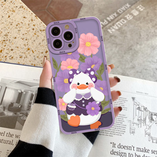 Ốp điện thoại iphone cạnh vuông Vịt trắng cute BVC 7plus/8plus/x/xs/xs max/11/11pro max 12 13 14 plus sv02