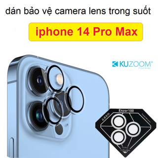 Dán bảo vệ camera iphone 14 Pro max Kuzoom, lens camera trong suốt