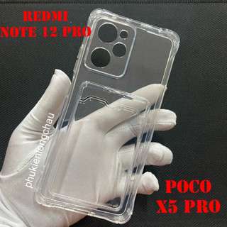 Ốp Lưng Xiaomi Redmi Note 12 Pro 5G / Poco X5 Pro 5G Trong Chống Sốc Gù Bảo Vệ Camera Kèm Ngăn Đựng Thẻ Card, Hình Ảnh