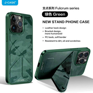 Ốp lưng da J-Case cho iPhone 12 Pro max,13 Pro max,14 Pro,14 Pro max Kèm kệ chống lưng