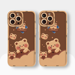 Ốp Iphone cạnh vuông cặp đôi gấu nâu ôm bánh iphone 6/7/8Plus X XS xr xsmax 11/12/13/14pro promax sv36