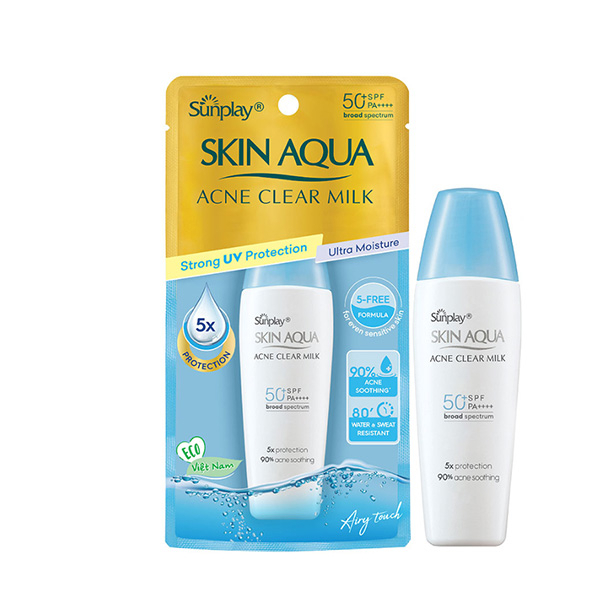 Sữa chống nắng dưỡng da ngừa mụn Acne Clear Milk Sunplay Skin Aqua SPF50++ 25g