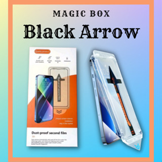 Kính Cường lực iphone MAGIC BOX BLACK ARROW có khung tự dán, cường lực rút bụi - miếng dán màn hình iphone