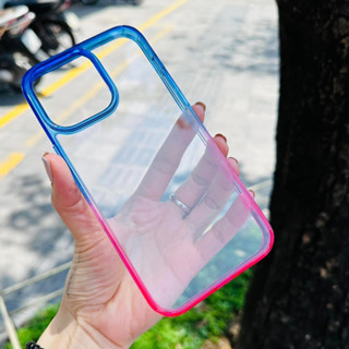 Ốp Likgus trong viền Gradient phối 2 màu cho iPhone 12 Pro max/ 13 Pro max/ 14 Pro/ 14 Pro Max chống sốc siêu đẹp