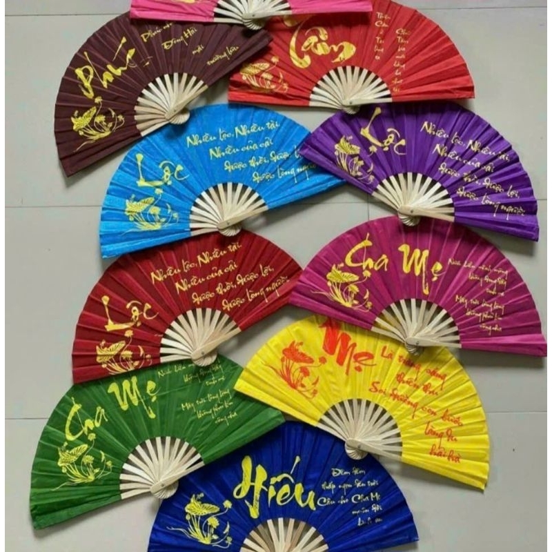 Combo 5  chiếc quạt lụa in hình