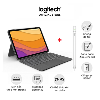 Bao da kèm bàn phím Logitech Combo Touch dành cho iPad Air gen 4 | gen 5 &amp; Bút cảm ứng Logitech Crayon Kỹ Thuật Số