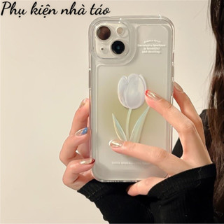 Ốp lưng iphone TRONG HOA TUYLIP TRẮNG 7/8Plus/X/XS/XsMax/11/12/13/14Promax