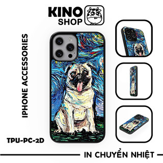 Ốp lưng IPhone KINOSHOP chó Pug mặt xệ viền dẻo đen silicon TPU chống ố vàng , chống va đập [ KN375 ]