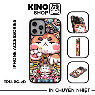 Ốp lưng iPhone KINOSHOP mèo may mắn viền dẻo đen silicon TPU chống ố vàng , chống va đập [ KN346 ]