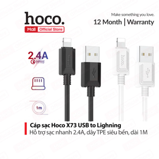 Cáp sạc Hoco X73 2.4A hỗ trợ truyền dữ liệu dây dẻo siêu bền dài 1M cho iPhone/iPad