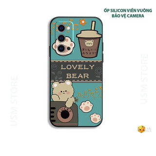 Ốp lưng Oppo Reno 4 4G, silicon dẻo, in hình Bear coffee
