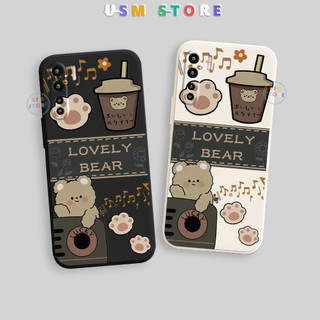 Ốp lưng Oppo A91/ F15 / K5 / Realme XT /Realme X2 / Reno 3, silicon dẻo, Bear coffee