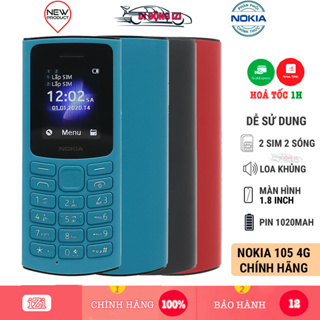 Điện thoại Nokia 105 4G VoLTE, Dễ Sử Dụng, Pin Trâu FM Không Dây, 2 Sim 2 Sóng, Truy Cập Internet, Siêu Bền [CHÍNH HÃNG]