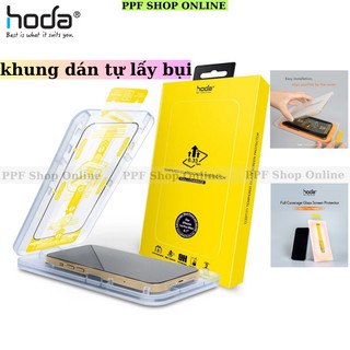Kính cường lực Hoda tự lấy bụi kèm khung tự dán cho iPhone 14 Promax , 14 Pro , 13 Promax , 13 trong suốt viền đen nhỏ