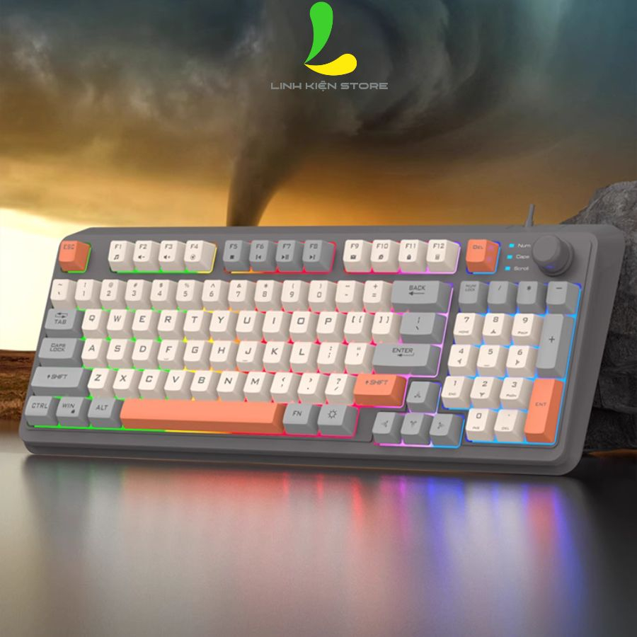 Bàn Phím Giả Cơ XUNFOX K82 / K820 - Bàn Phím Chơi Game 94 Phím Kèm Nút Vặn Âm Lượng