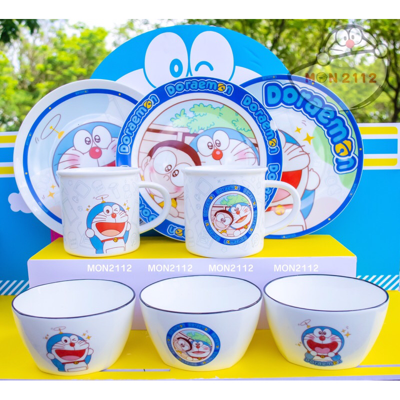Bộ chén dĩa cốc sứ Doraemon Doremon