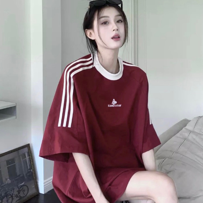 [RẺ VÔ ĐỊCH] Áo thun tổ ong phông Raglan sọc vai PINK Thêu chữ AP tay lỡ form rộng Unisex