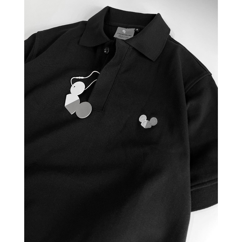POLO LOGO đen - ÁO POLO basic CHUỘT TRẮNG