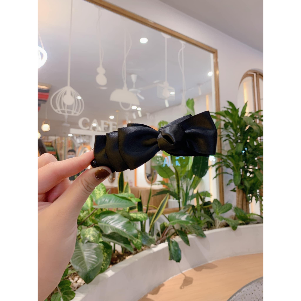 Kẹp dọc phồng tóc lụa satin nơ