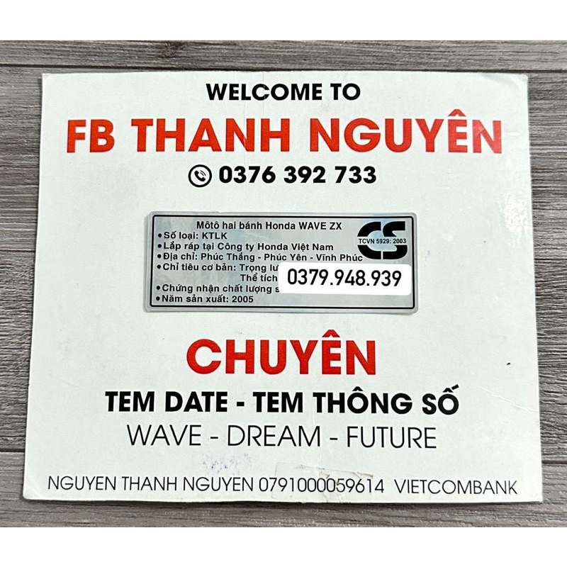 Tem dán gấp WAVE ZX 2005 ( chuẩn zin )