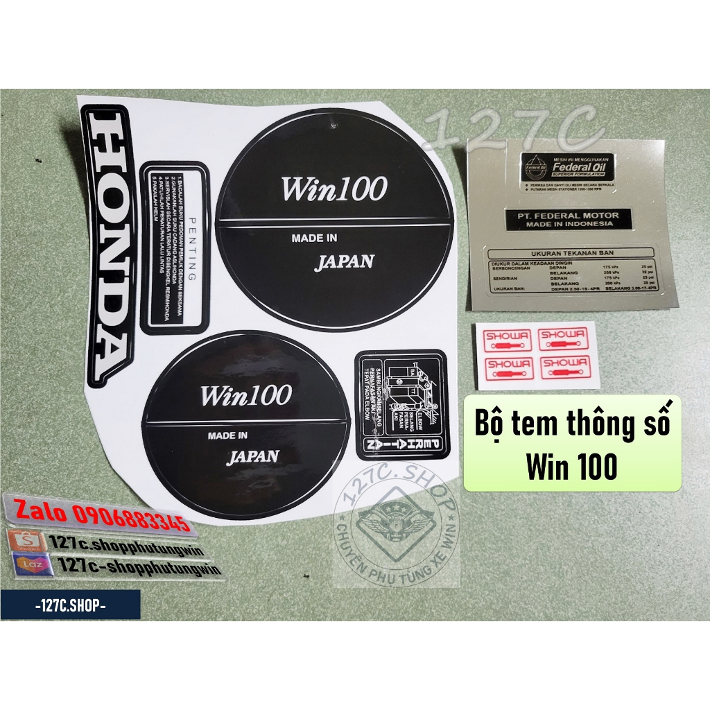 [HCM] Tem thông số / Tem bửng côn cá Win 100