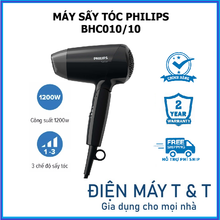 Máy sấy tóc Philips BHC010/10 - ĐEN - Bảo hành 2 năm