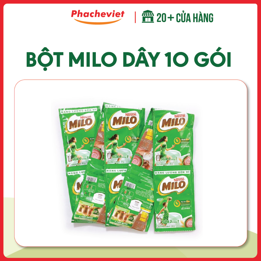 Bột Milo Dây [Dây 10 Gói 22g - Thùng 42 gói]