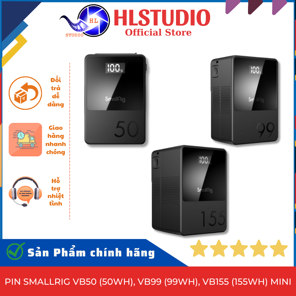 Pin SmallRig VB50(50Wh), VB99(99Wh), VB155(155WH), VB212(212WH), VB99 SE Mini (98.872Wh) HL Studio