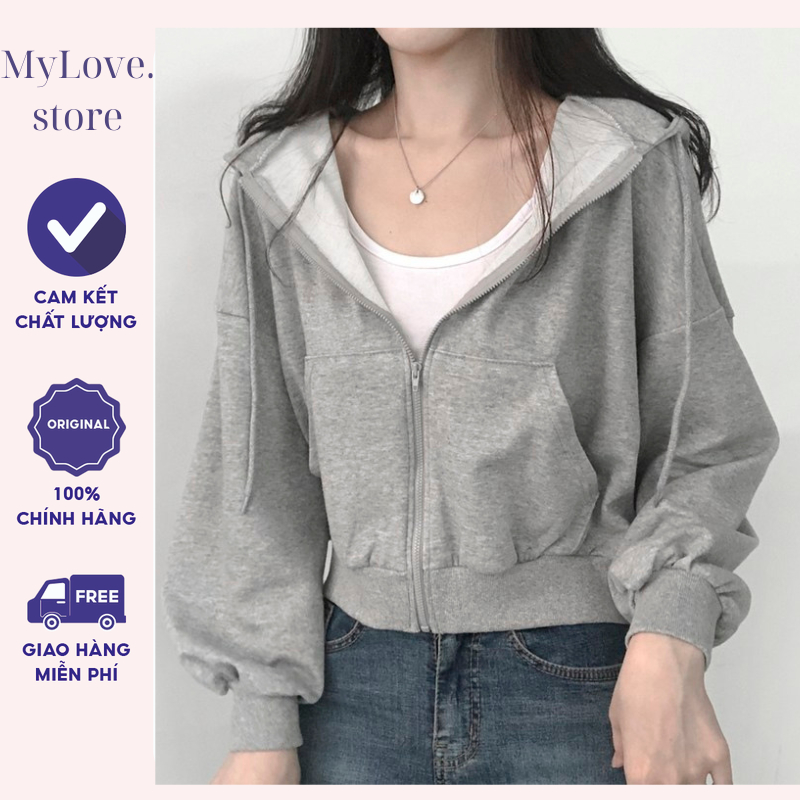Áo Khoác Hoodie Croptop (Có Túi Trong) Dáng Rộng,Áo Khoác Croptop Ôm Body Siêu Xinh Phong Cách Hàn Quốc