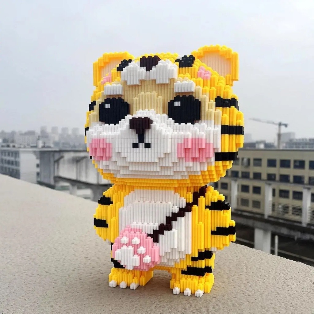 xếp hình 3D con hổ vàng (TẶNG BÚA) 30cm Đồ chơi Xếp hình lắp ráp mô hình cỡ lớn nannoblock bear brick.