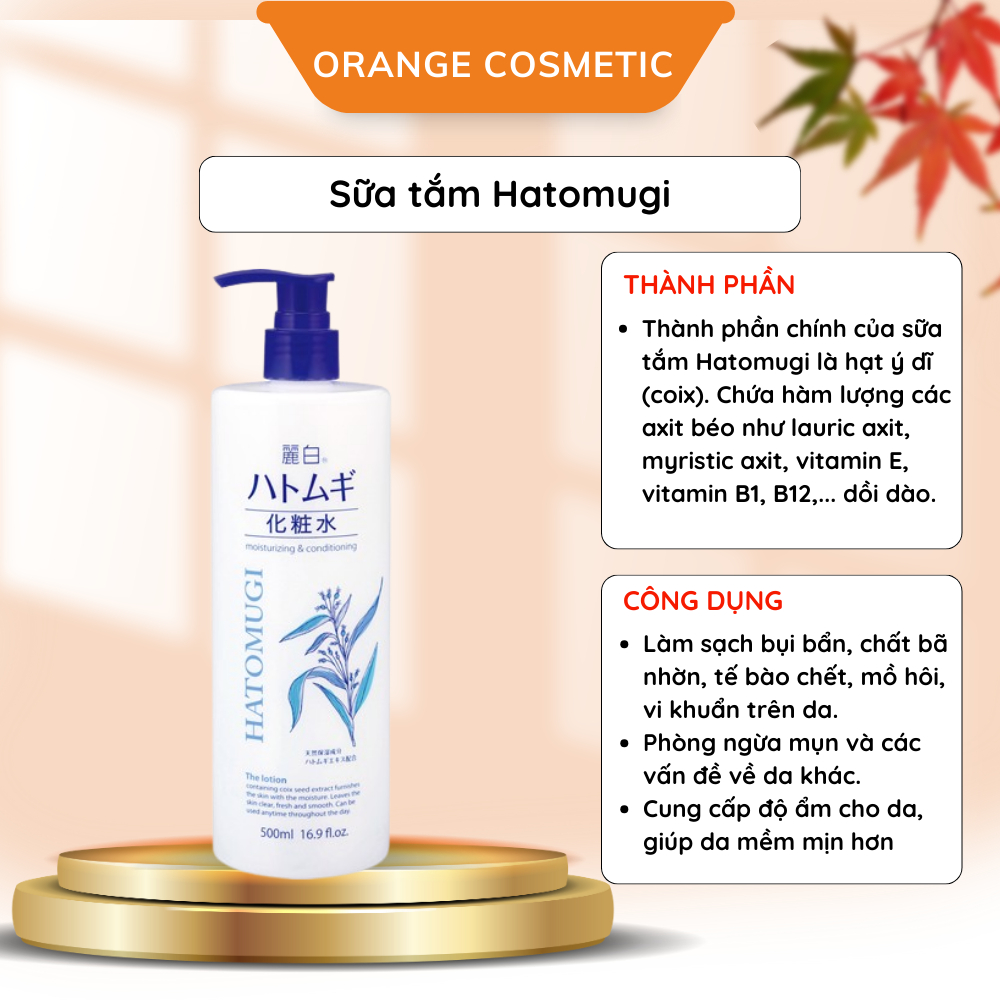 Sữa tắm Hatomugi chiết xuất ý dĩ Nhật Bản 800ml