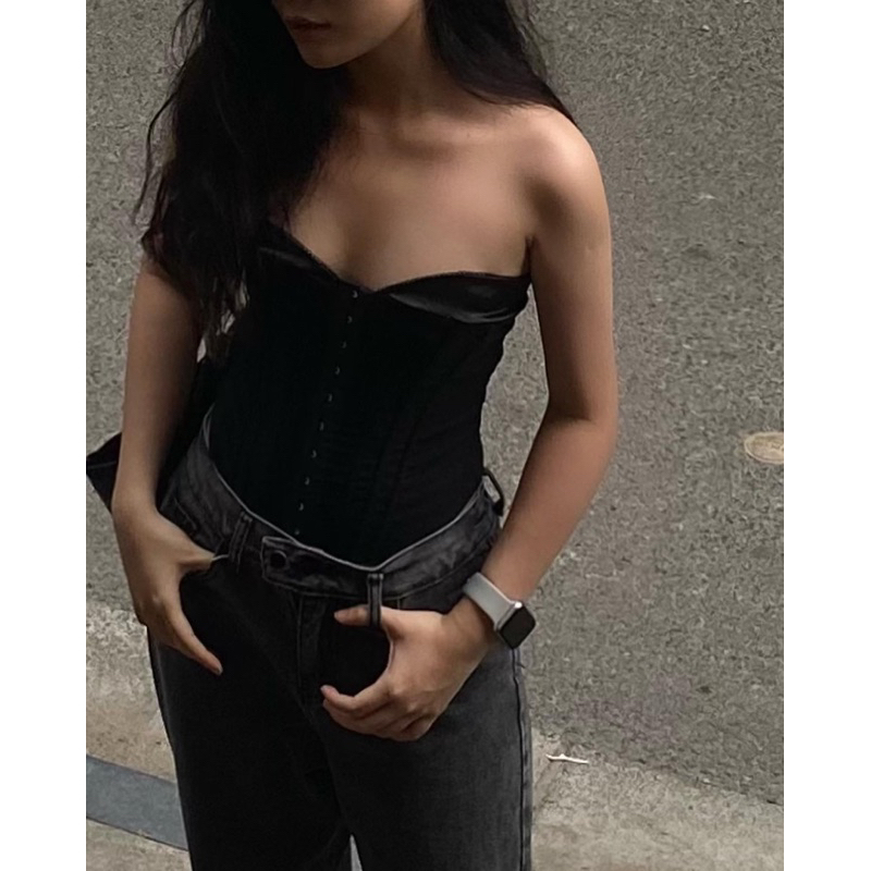 Áo corset 2 dây mềm BLACK BASIC CORSET