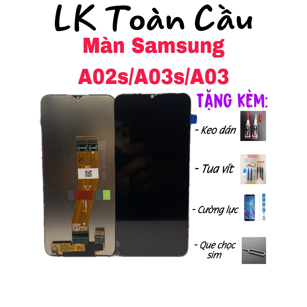Màn Hình SAM SUNG A03 / A03S /A02S New Full bộ Tặng kèm keo+tuavít+cườnglực+quechọcsim