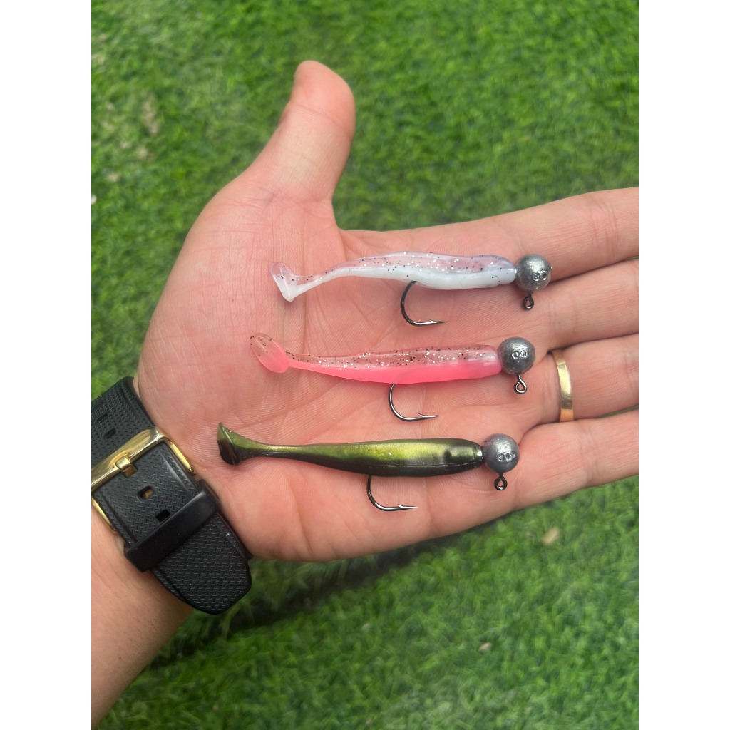 Combo mồi mềm cá giả móc sẵn lưỡi jighead 6g, 8g, 10g - Mồi câu lure cá lóc, cá chẽm, cá sẵn mồi chuyên cá bể cá nhát.