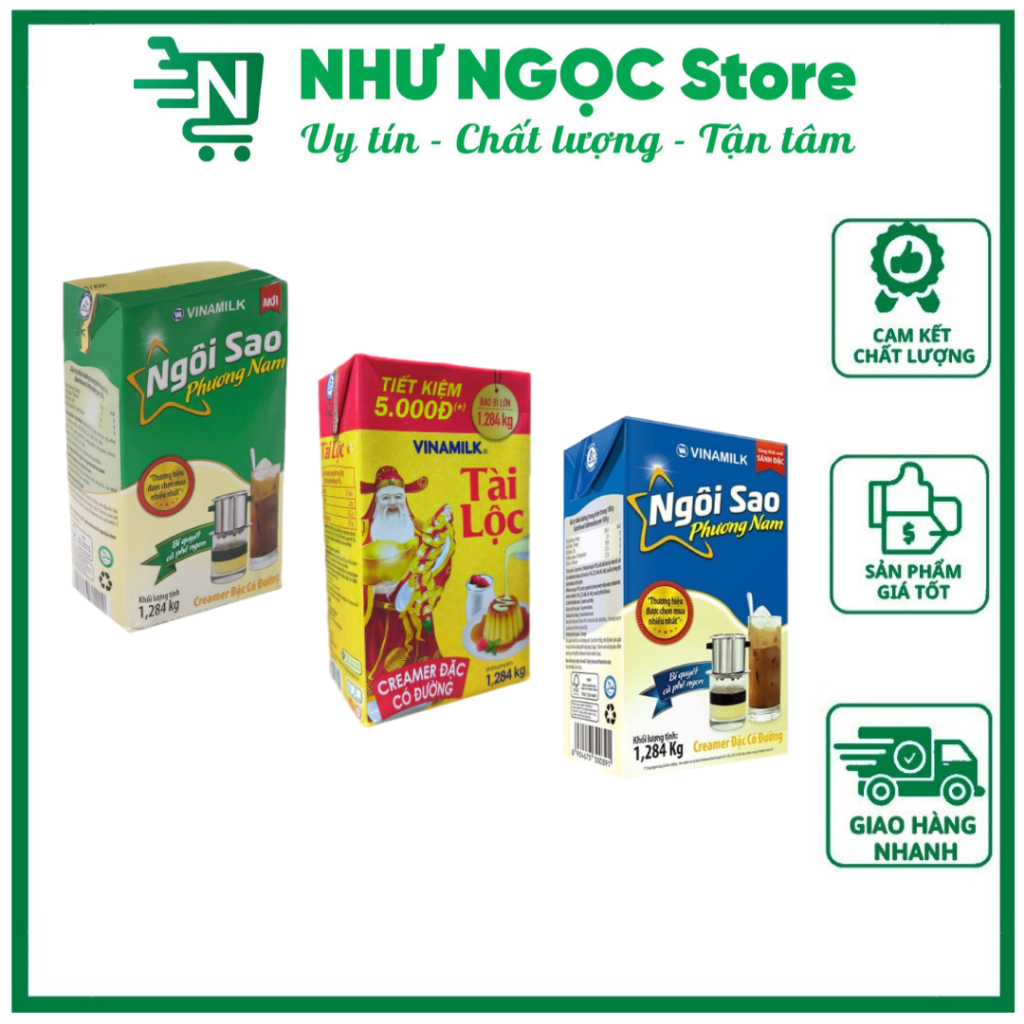 HỘP GIẤY 1284G - Sữa Đặc Ngôi Sao Phương Nam Xanh Lá/ Vinamilk Tài Lộc/ Vinamilk Xanh Biển - Bách Hóa Như Ngọc Online