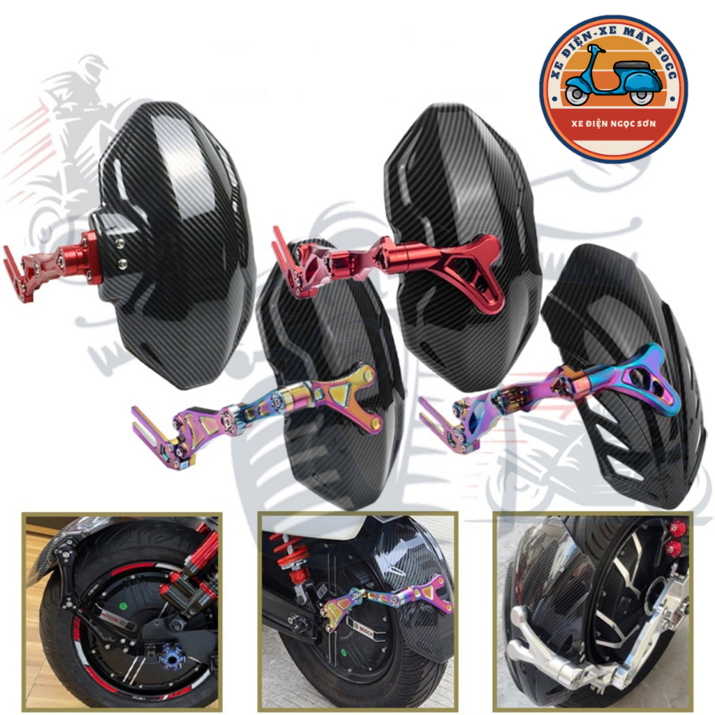 (Hàng Xịn) Dè chắn bùn sợi carbon phía sau các loại CNC cao cấp vân đẹp cho xe điện xe máy (tặng lục giác)