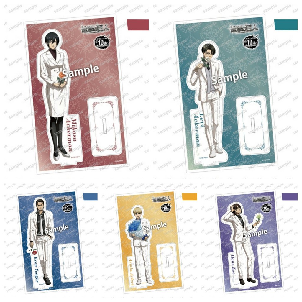 (TẶNG KÈM CARD)Mô hình Standee Attack On Titan ver VEST TRẮNG CẦM HOA tượng acrylic standee anime mica chibi