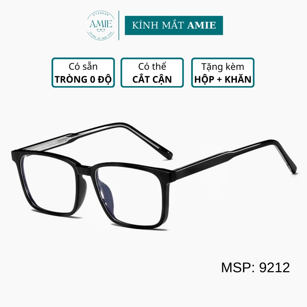 Gọng kính cận nhựa cốt kim loại AMIE Eyewear mắt vuông kiểu dáng đơn giản nam nữ 9212