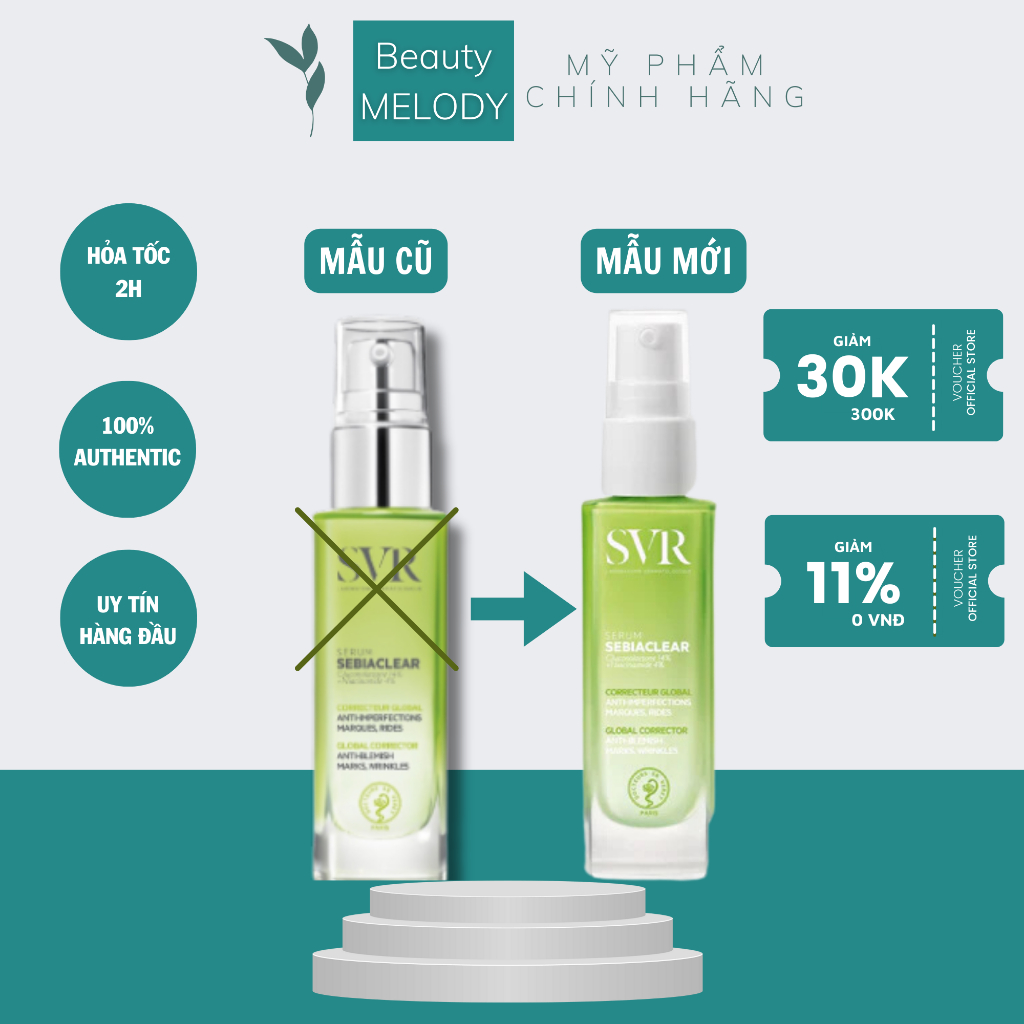 Serum SVR Sebiaclear 4% NIACINAMIDE và 14% PHA Tinh Chất Dưỡng SVR 30ml [ BEAUTY MELODY ]