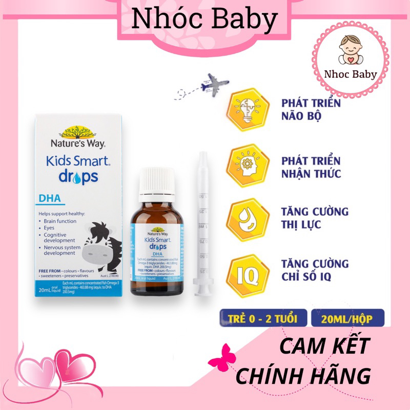 [Chính hãng] 𝗗𝗛𝗔 𝗡𝗮𝘁𝘂𝗿𝗲’𝘀 𝗪𝗮𝘆 𝗞𝗶𝗱𝘀 𝗦𝗺𝗮𝗿𝘁 𝗗𝗛𝗔 𝗗𝗿𝗼𝗽𝘀 20ml cho bé từ sơ sinh