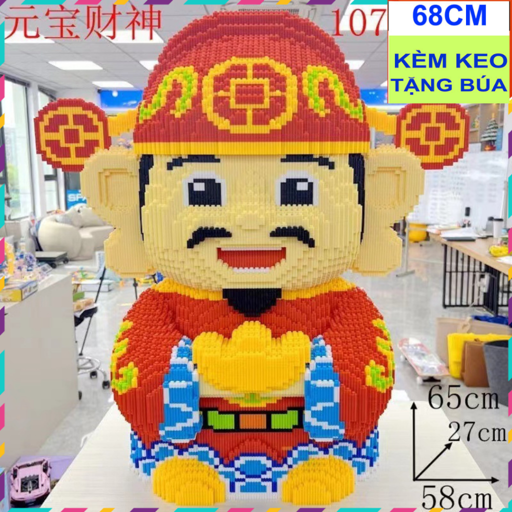 [TẶNG BÚA] Mô hình lắp ráp thần tài 65cm, Đồ chơi xếp hình thần tài cỡ lớn