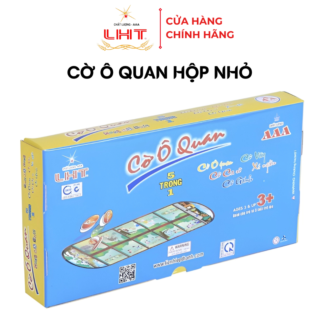 Cờ ô quan LIÊN HIỆP THÀNH hộp nhỏ, gồm 5 trò chơi, Cờ ô quan, cờ vây, cờ caro, cờ gánh và xí ngầu