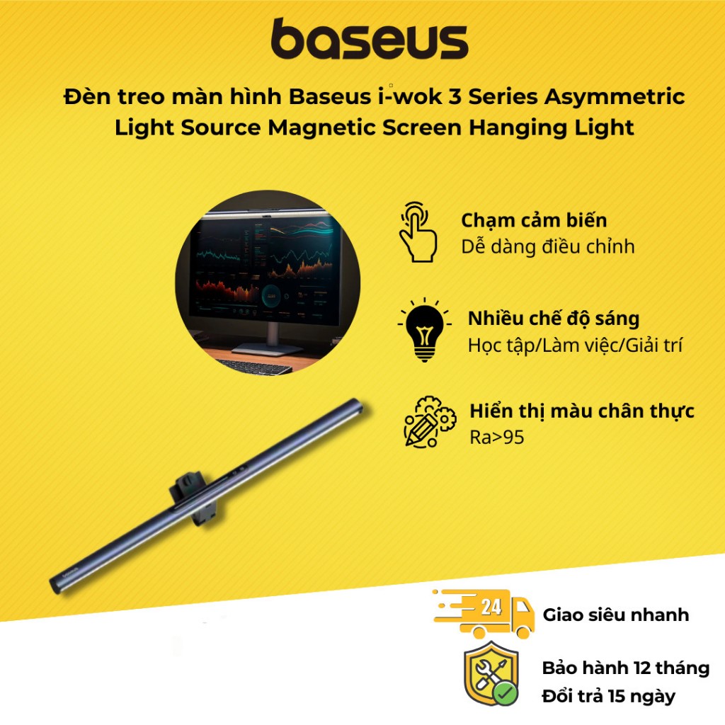 Đèn treo màn hình đa năng Baseus i-wok 3 Series Asymmetric Light Source Magnetic Screen Hanging Light