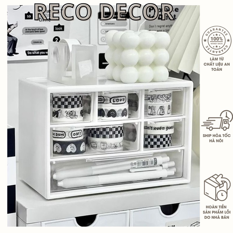 Tủ Hộp Cute Mini 6 Ngăn Lớn Nhiều Màu Đựng Đồ Lặt Vặt Decor Bàn Học RECO