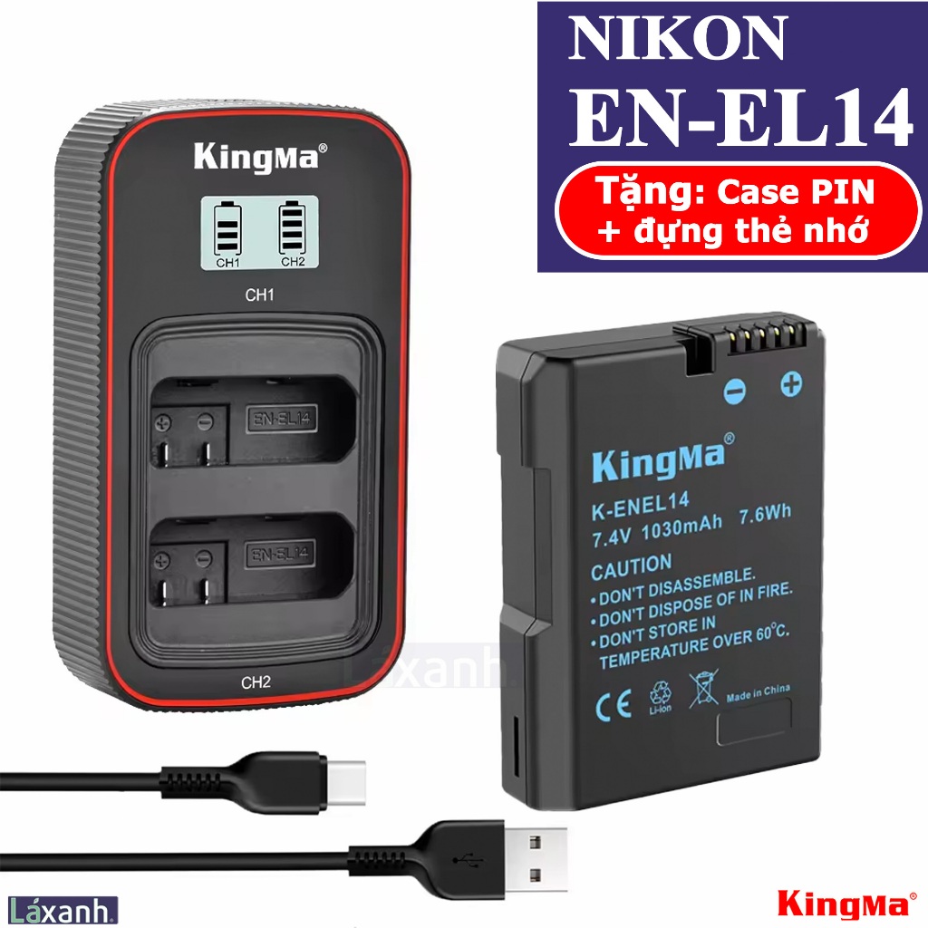 Nikon EN-EL14 | Pin và sạc máy ảnh NIKON D3300 D3200 D3100 D3400 D3500 D5100 D5200 D5300 D5500 D5600 EN EL14 EL14A