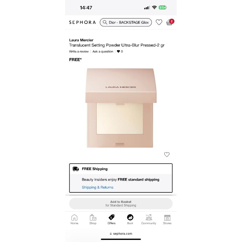 [ Minisize 2g Bill Sep ] Phấn Phủ Nén Translucent Pressed Setting Powder Ultra-Blur