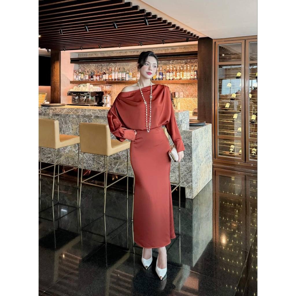 Set áo + chân váy lụa Prudence Eclipse Clothing