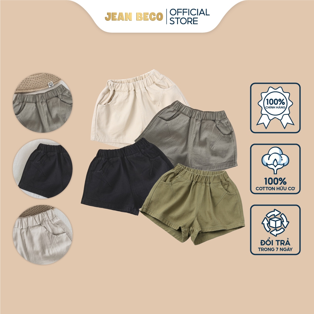 Quần Short Kaki JEANBECO, quần kaki ngắn cho bé trai và bé gái mặc đi học đi chơi Từ 8-38kg QSKK-01