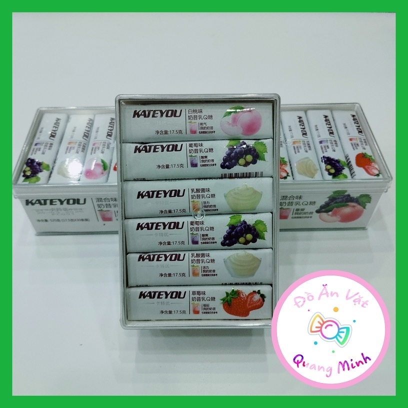Bán Sỉ Kẹo sữa vị hoa quả Trung Quốc KATEYOU hộp 30 gói 17g, đồ ăn vặt tuổi trung ,đồ ăn vặt cổng trường hot nhất
