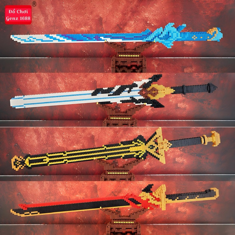 Đồ Chơi Lắp Ghép Thanh Kiếm Trang Bị Game Genshin Impact , Lắp Ráp Vũ Khí Ninja Anime - Bộ Xếp Hình - kích thước 68cm